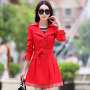 2025Spring Autumn New Windbreaker Coat Women Fashion Slim Mid Long Lace Trench Coat Female Casual Double-breasted Outerwear Tops