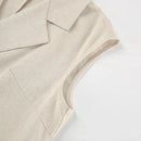 2025 Autumn New Style Commuter Long Skirt For Women Elegant Fashionable Solid Color Lapel Sleeveless High Waist Lace-up Dress