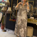 Women's Turn Down Collar Loose Fit Print Dress