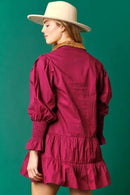 Women Long Sleeve Sequin Shirt Dress