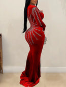 Deep V- Neck Velvet Dress