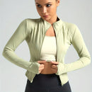 Seamless Sports Outerwear Yoga Coat Cropped Jacket for Gym Running High Waisted Moisture Wicking Workout Top with  Coat Women