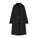 TRAF Women's Fashion Long Trench Coat Retro Loose Single-breasted Coat Autumn and Winter Lapel High Street Temperament Coat