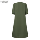 Women's V-Neck Floral Embroidery Midi Dress