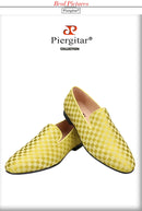 Piergitar 2022 Four Colors Checkerboard Print Silk Handmade Men's Loafers Classic British Style Man Smoking Slippers For Party
