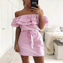 Women's Off Shoulders Ruffled Sleeves Dress
