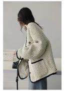 CHIC VEN Women's Woolen Coat Heavy Industry Down Jacket Vintage V-Neck Woman Down Coat Female Tops Autumn Winter 2024