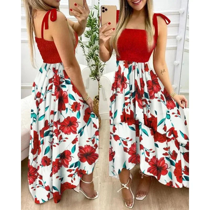 2022 New Independent Station Amazon Tank Splicing Printing Irregular Strapless Dress Large Quantity In Stock