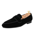 Customized Black Velvet Slip-On Shoes for Men, Fashion Party and Wedding Slippers with Leather Insole