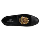 Piergitar 2022 New British Style Retro Embroidered Patch Men's Loafers Handmade Leather Stitching Velvet Moccasins Slip-On Shoes
