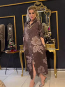 Women's Turn Down Collar Loose Fit Print Dress