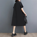 Stripe Print Mid Length Buttoned Midi Dress