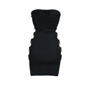Women’s Sexy Tube Tops Pencil Dress Fashion Solid Color Rhinestone Hollow Skinny Short Dress Streetwear