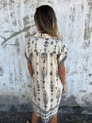 2025 New Women's Shirt Dress Loose Button Cardigan Fashion Printed Short Sleeve Pocket Cotton Linen Blend Vacation Beach Skirt