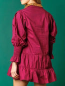 Women Long Sleeve Sequin Shirt Dress