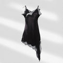 Sexy Sling Dress Women V Neck Hollow Out Backless Patchwork Lace