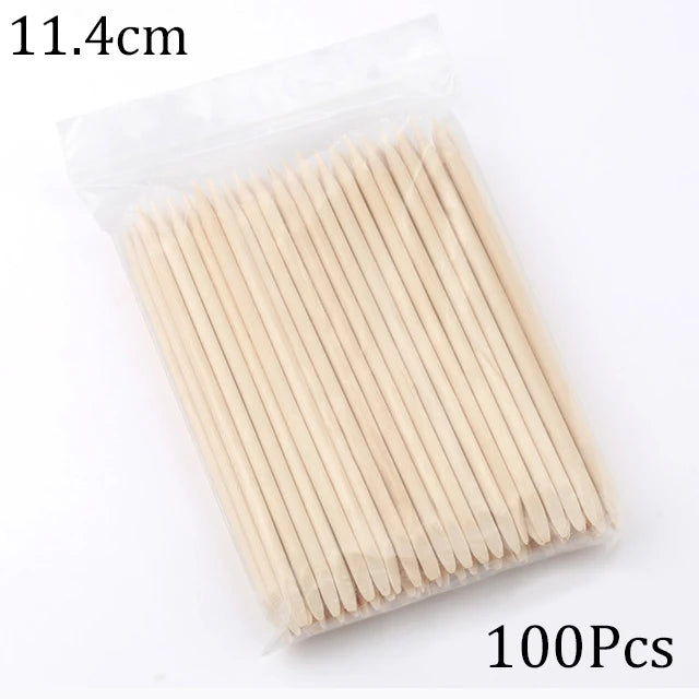 100/50Pcs Orange Wood Nail Sticks