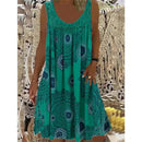 Digital printed off shoulder sexy camisole loose fitting dress lace casual dress  summer dress