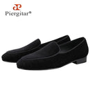 Piergitar 2022 Handmade Meteor Shower Design Velvet Men's Loafers British Style Classic Slip-On Men Smoking Slippers Plus Size