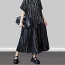 Stripe Print Mid Length Buttoned Midi Dress