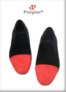 Piergitar Mixed Velvet Men's Loafers For Party And Wedding Handmade Slip-On Moccasins Red Outsole Breathable Leather Insole