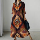 Women's Retro Print Long-sleeved Dress
