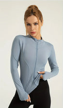 Seamless Sports Outerwear Yoga Coat Cropped Jacket for Gym Running High Waisted Moisture Wicking Workout Top with  Coat Women