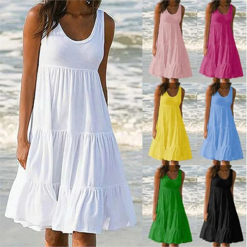 Sleeveless Ruffles Loose Sundresses