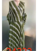 Miyake Pleated New Wholesale V-neck Long-sleeved Hand-cranked Flower Bronzing Waist African Women's Dress Miyak
