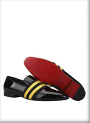 Men's Patent Leather Slip-On Shoes with Patchwork Colour Crossband Comfortable Wear for Fashion Party