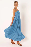 Spring And Summer Striped Vest Backless Large Swing New Dress For Women, Collarless And Sleeveless Oversized Swing Dress