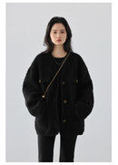 CHIC VEN Women's Woolen Coat Heavy Industry Down Jacket Vintage V-Neck Woman Down Coat Female Tops Autumn Winter 2024