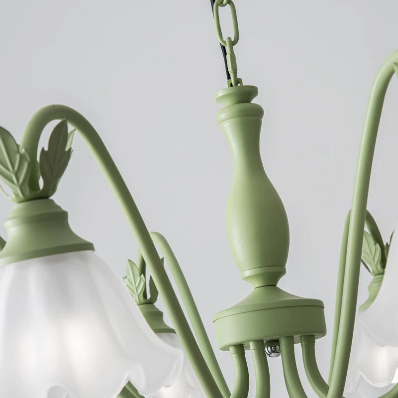 Green Pastoral Style Flower Pendel Chandelier