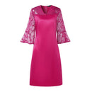 Lace V-Neck Satin Dress