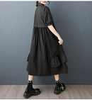 Stripe Print Mid Length Buttoned Midi Dress