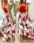 2022 New Independent Station Amazon Tank Splicing Printing Irregular Strapless Dress Large Quantity In Stock