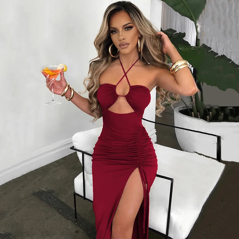 Sleeveless Sexy Female Midi Backless Dresses