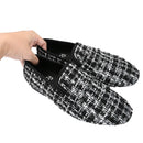 Luxury Brand Black and White Knitted cotton Men's penny Loafers British Classic Slip On Smoking Slippers