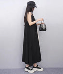 Unique Style New 2025 Summer Korean Style Woman Black Sleeveless Sundress Loose Fit Girls Casual Beach Cute Sun Dress JKXD057