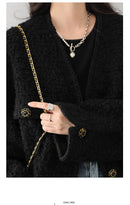 CHIC VEN Women's Woolen Coat Heavy Industry Down Jacket Vintage V-Neck Woman Down Coat Female Tops Autumn Winter 2024