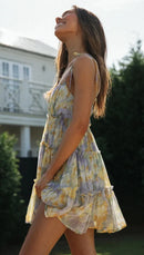 Spaghetti Strap Flower Chiffon Mini Dress