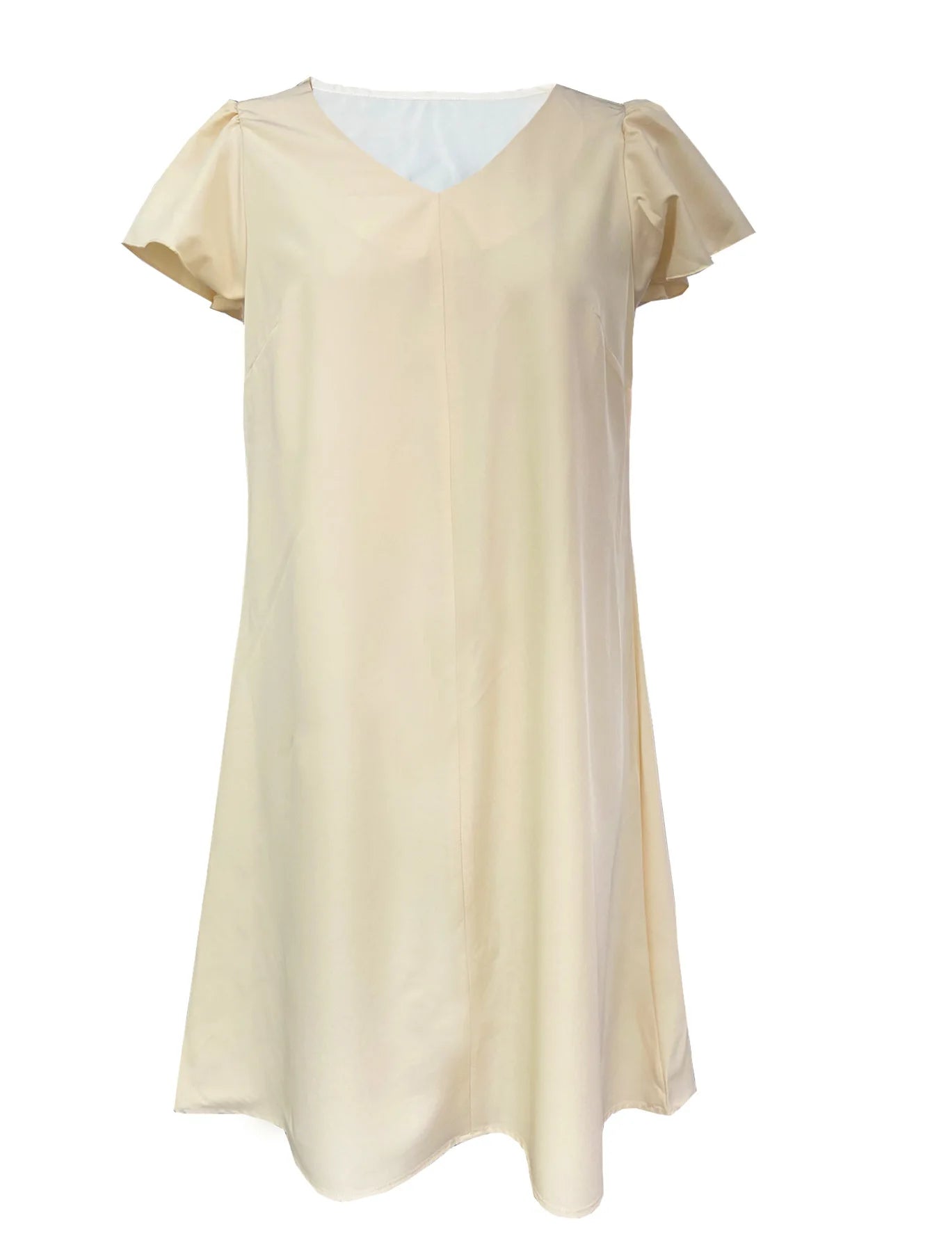 2024 Spring Summer Women's V-Neck Midi Dress Soft Stretch Office Casual Chic Solid Color No Belt Included