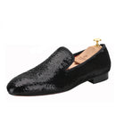 Men's Smoking Slippers With Red Outsole And Sequins for Weddings and Proms
