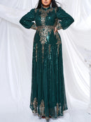 Women's Plus size Sequins High Neck Dress