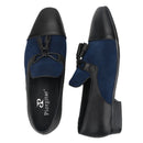 Piergitar 2023SS Navy Suede And Black Calfskin Leather Slippers With Handmade Tassels Italian Design Classic Men's Loafers