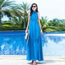 Sleeveless Chiffon Maxi Satin Long Silk Dress