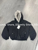 Winter New Elegant Liner Fur Loose Coat Women Y2k Fur Collar Hood Thick Fashion Parkas Casual Outerwear Cotton Padded Jackets