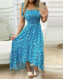 2022 New Independent Station Amazon Tank Splicing Printing Irregular Strapless Dress Large Quantity In Stock
