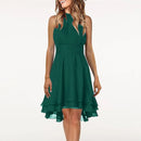 Women's Sleeveless Chiffon High-Waist Layered Halter Dress