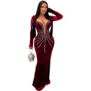 Deep V- Neck Velvet Dress